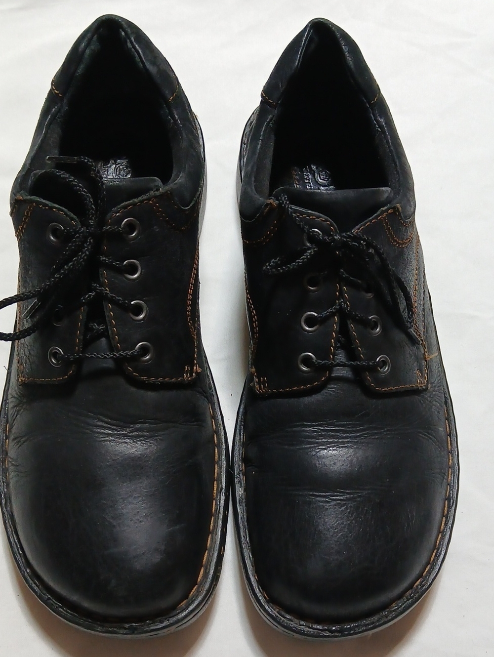 Born Black Leather Lace-Up Mules with Contrast Stitching Size 9